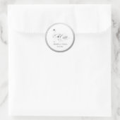 Sticker Rond mariage monogramme argent texturé cygne blanc (Sac)