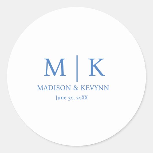 Sticker Rond Mariage Monogramme bleu (Devant)