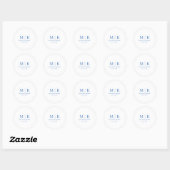 Sticker Rond Mariage Monogramme bleu (Feuille)