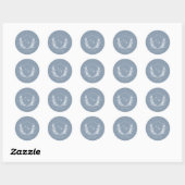 Sticker Rond Mariage Monogramme bleu clair classique (Feuille)