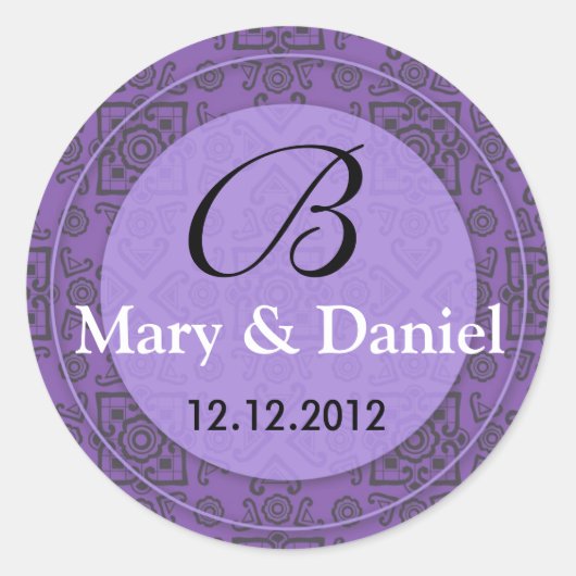 Sticker Rond Mariage Monogramme Bride Groom Date Enveloppe Scea (Devant)