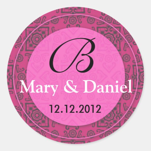 Sticker Rond Mariage Monogramme Bride Groom Date Enveloppe Scea (Devant)