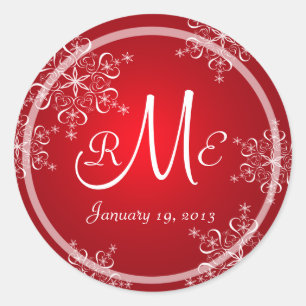 Sticker Rond Mariage Monogramme de snowflake