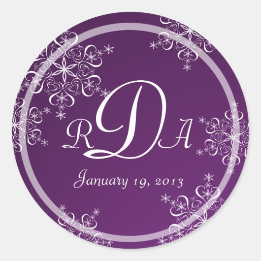 Sticker Rond Mariage Monogramme de snowflake (Devant)