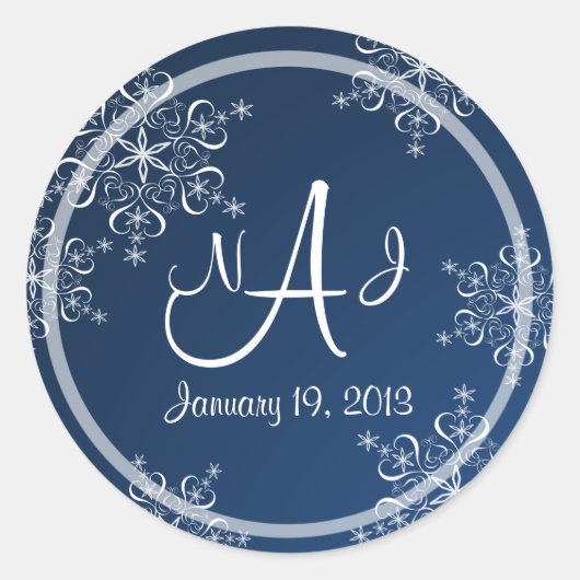 Sticker Rond Mariage Monogramme de snowflake (Devant)