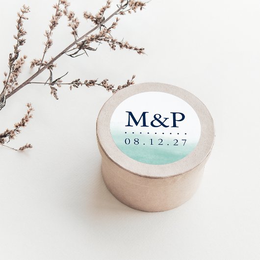 Sticker Rond Mariage Monogramme des marées Seaglass