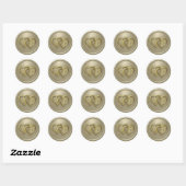 Sticker Rond Mariage Monogramme Deux Cœurs Gris (Feuille)