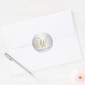 Sticker Rond Mariage monogramme d'or d'argent sur mesure (Enveloppe)