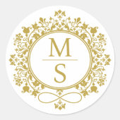 Sticker Rond Mariage Monogramme doré (Devant)