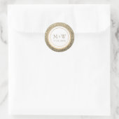 Sticker Rond Mariage Monogramme Doré Pailleté (Sac)