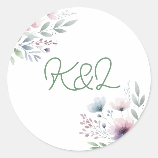Sticker Rond Mariage monogramme d'une mariée et d'une chambre d (Devant)