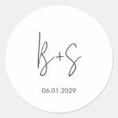 Sticker Rond Mariage Monogramme Élégant Moderne (Devant)