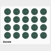 Sticker Rond Mariage Monogramme Emerald Green (Feuille)
