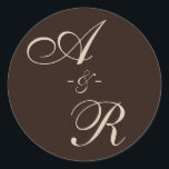 Sticker Rond Mariage Monogramme en terre cuite foncée<br><div class="desc">Cet autocollant rond monogramme est le moyen idéal pour ajouter une touche d'élégance et de sophistication à votre correspondance mariage. Les tons rustiques sont à la fois intemporels et élégants, et les initiales personnalisables en font une touche unique et personnelle à votre journée spéciale. Ce design fait partie de ma...</div>