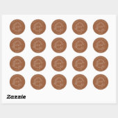 Sticker Rond Mariage Monogramme en terre cuite moderne (Feuille)