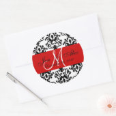 Sticker Rond Mariage Monogramme Enregistrer Date Damask Red Sea (Enveloppe)