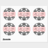 Sticker Rond Mariage Monogramme Enregistrer Date Damask Seal (Feuille)