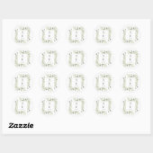 Sticker Rond Mariage Monogramme Feuillage Or (Feuille)