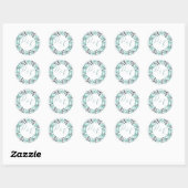 Sticker Rond Mariage Monogramme Feuille Aquarelle (Feuille)