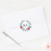 Sticker Rond Mariage Monogramme Fleurs Sauvages d'Été (Enveloppe)