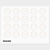 Sticker Rond mariage monogramme floral romantique or (Feuille)