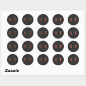 Sticker Rond Mariage Monogramme gris orange (Feuille)