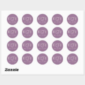Sticker Rond Mariage Monogramme Initiales Moderne Violet (Feuille)