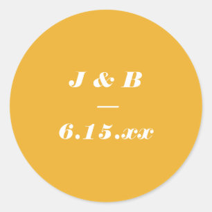 Sticker Rond Mariage Monogramme Italique Gras Jaune Souci Épais
