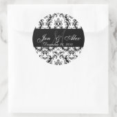 Sticker Rond Mariage Monogramme Mariée Groom Date Damask Seal (Sac)