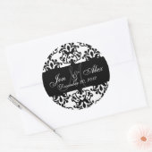 Sticker Rond Mariage Monogramme Mariée Groom Date Damask Seal (Enveloppe)