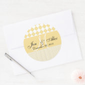 Sticker Rond Mariage Monogramme Mariée Groom Date Sceau Jaune (Enveloppe)