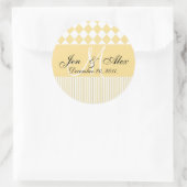Sticker Rond Mariage Monogramme Mariée Groom Date Sceau Jaune (Sac)