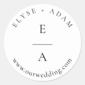 Sticker Rond Mariage Monogramme minimaliste moderne Ellesmere (Devant)