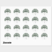 Sticker Rond Mariage Monogramme Moderne Ginkgo Vert (Feuille)