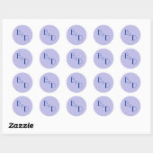 Sticker Rond Mariage Monogramme moderne Lavande Bleue (Feuille)