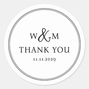 Sticker Rond Mariage monogramme moderne simple et élégant