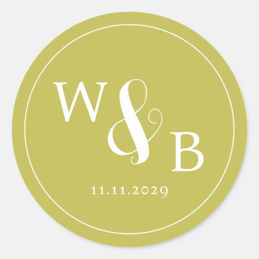 Sticker Rond Mariage monogramme moderne simple et élégant (Devant)