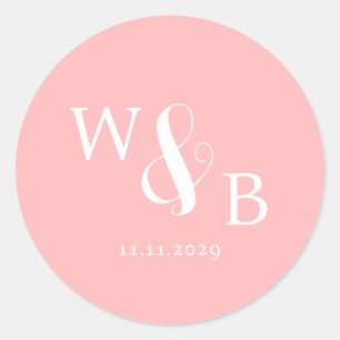Sticker Rond Mariage monogramme moderne simple et élégant