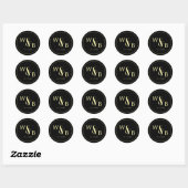 Sticker Rond Mariage monogramme moderne simple et élégant (Feuille)