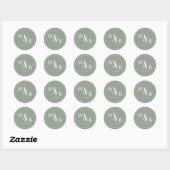 Sticker Rond Mariage monogramme moderne simple et élégant (Feuille)