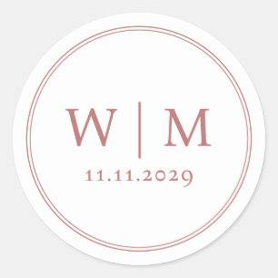Sticker Rond Mariage monogramme moderne simple et élégant