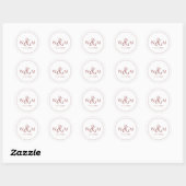 Sticker Rond Mariage monogramme moderne simple et élégant (Feuille)