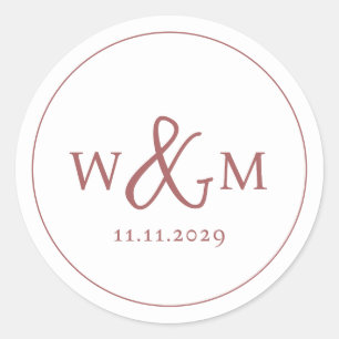 Sticker Rond Mariage monogramme moderne simple et élégant