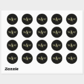 Sticker Rond Mariage monogramme moderne simple et élégant (Feuille)
