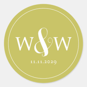 Sticker Rond Mariage monogramme moderne simple et élégant