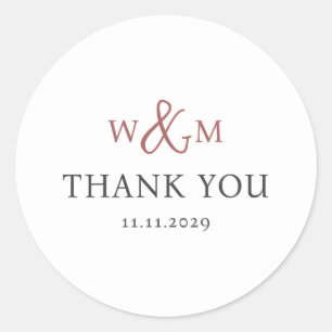Sticker Rond Mariage monogramme moderne simple et élégant