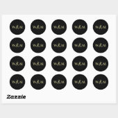 Sticker Rond Mariage monogramme moderne simple et élégant (Feuille)