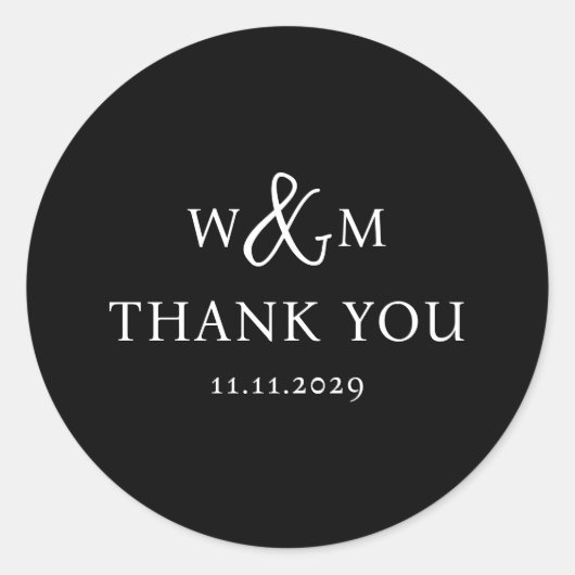 Sticker Rond Mariage monogramme moderne simple et élégant (Devant)