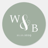 Sticker Rond Mariage monogramme moderne simple et élégant (Devant)