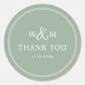 Sticker Rond Mariage monogramme moderne simple et élégant (Devant)